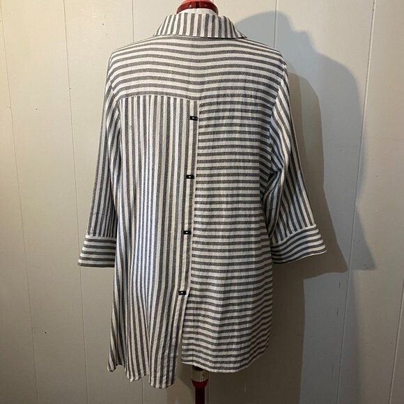 Soft Surrender Boho Button Down 3/4 Sleeve Striped Tunic Womens Top Size PXL - Picture 6 of 11